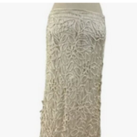 Vintage 100% Silk Embroidery Cording Crotchet Beaded Maxi Handmade Skirt NICE - Picture 16 of 16